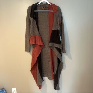 colourblock patchwork  longline boho wool blend knit Cardigan